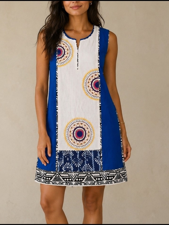 Lavki Dresses & Skirts - Boho Sleeveless Embroidered Medallion Dress